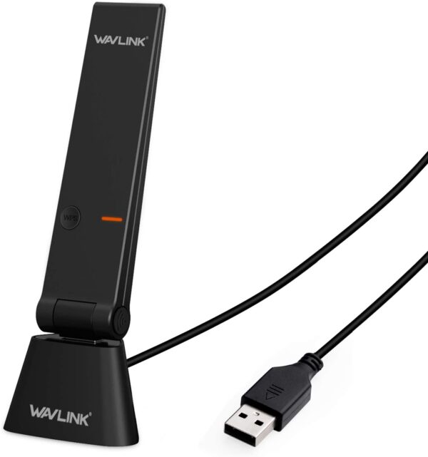 WAVLINK USB WiFi Adapter for PC, AC1300Mbps Dual Band Wireless Network Adapter for Desktop Laptop, Wi-Fi Dongle with USB Mini Dock, High Gain 5dBi Antenna and WPS Function for Windows Mac OS X